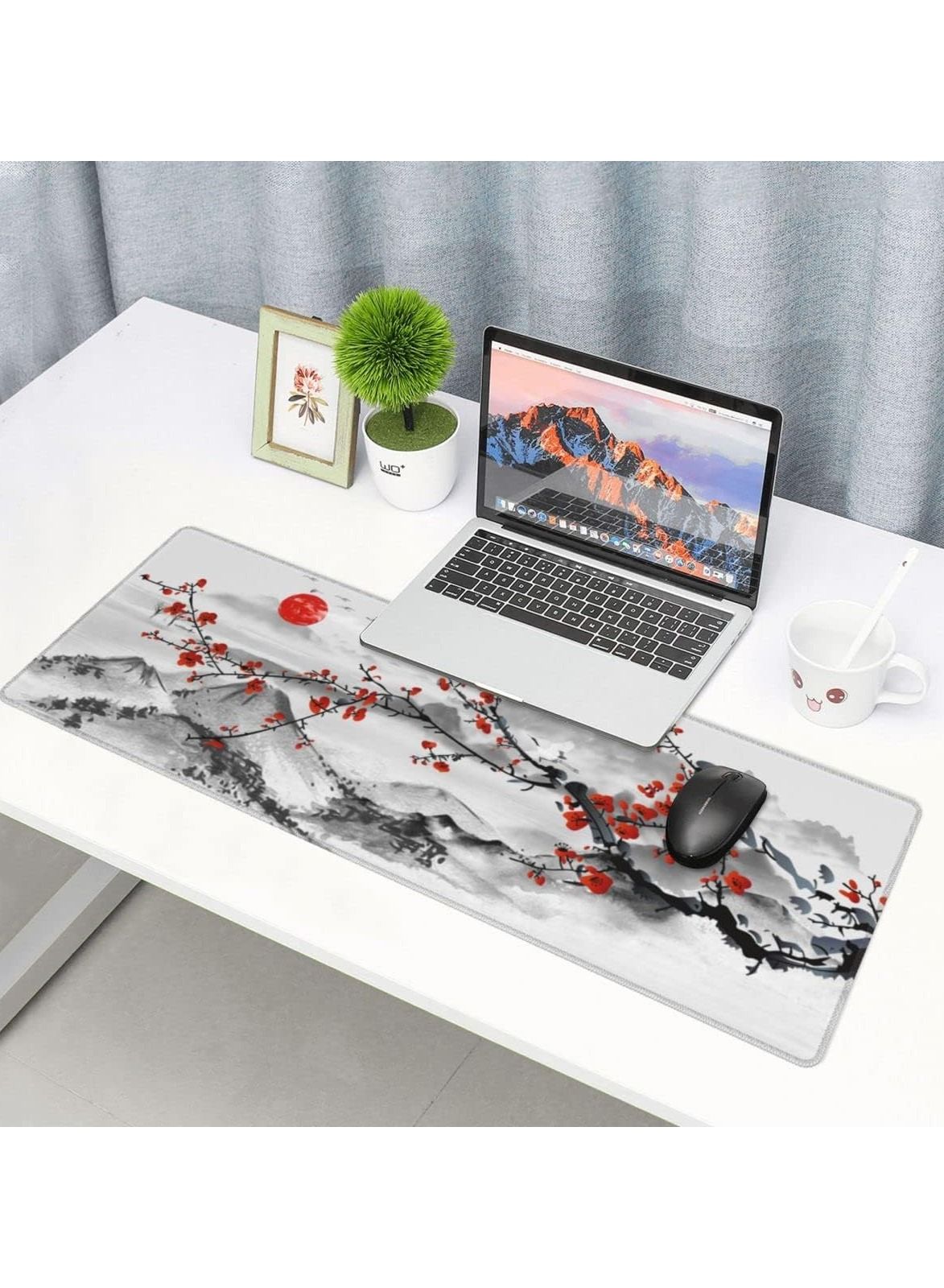 Japanese Sakura Cherry Blossom Mouse Pad XL Full Desk Mousepad Extended Large Non-Slip Rubber Base Big Keyboard Mat with