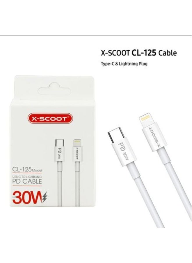 Fast Charging Cable 30W, USB Type-C to Lightning  High-Speed Data Sync Cord, Durable Tangle-Free Design, Reliable Transf