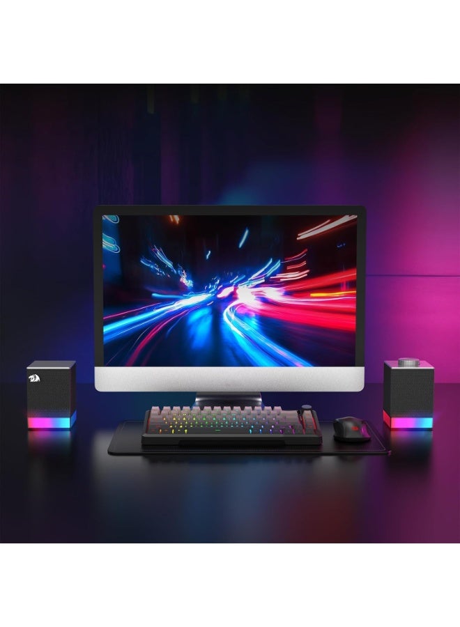 Rgb Computer Speaker 2.0 Stereo Sound System With Bluetooth 5.3 And Usb Connectivity Gaming Speakers For Pc Laptop Deskt