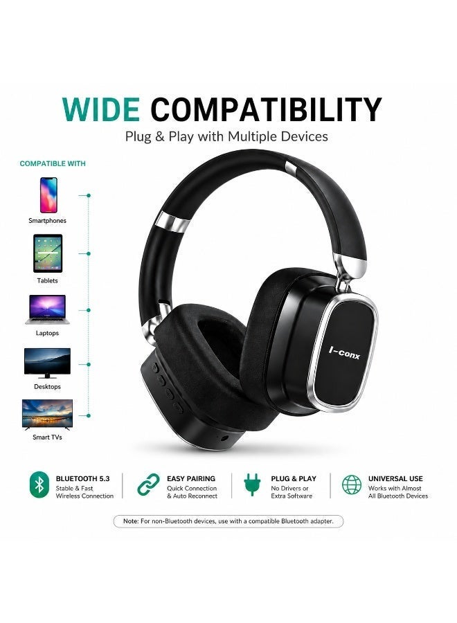 I513 Wireless Bluetooth Headphones – 40mm Drivers, Deep Stereo Bass, Noise-Reducing Mic, Bluetooth, TF Card, Type-C Char