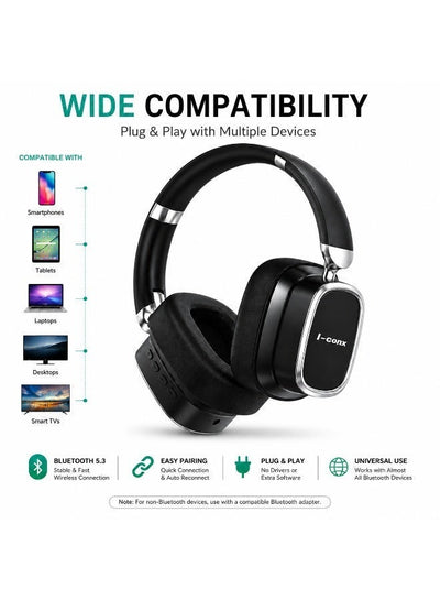 I513 Wireless Bluetooth Headphones – 40mm Drivers, Deep Stereo Bass, Noise-Reducing Mic, Bluetooth, TF Card, Type-C Char