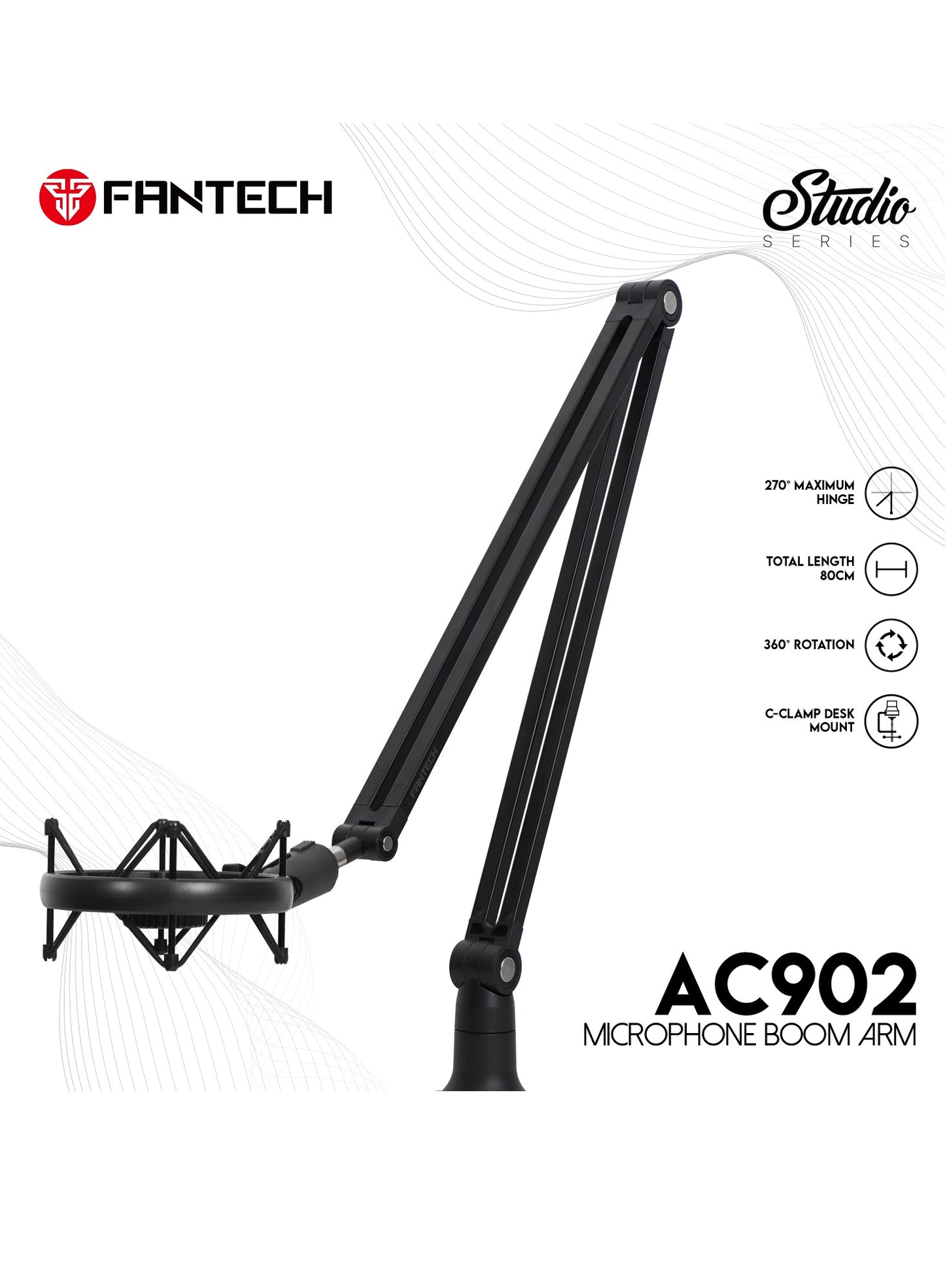 FANTECH AC902 Microphone Boom Arm Withstand up to 1 Kg weight