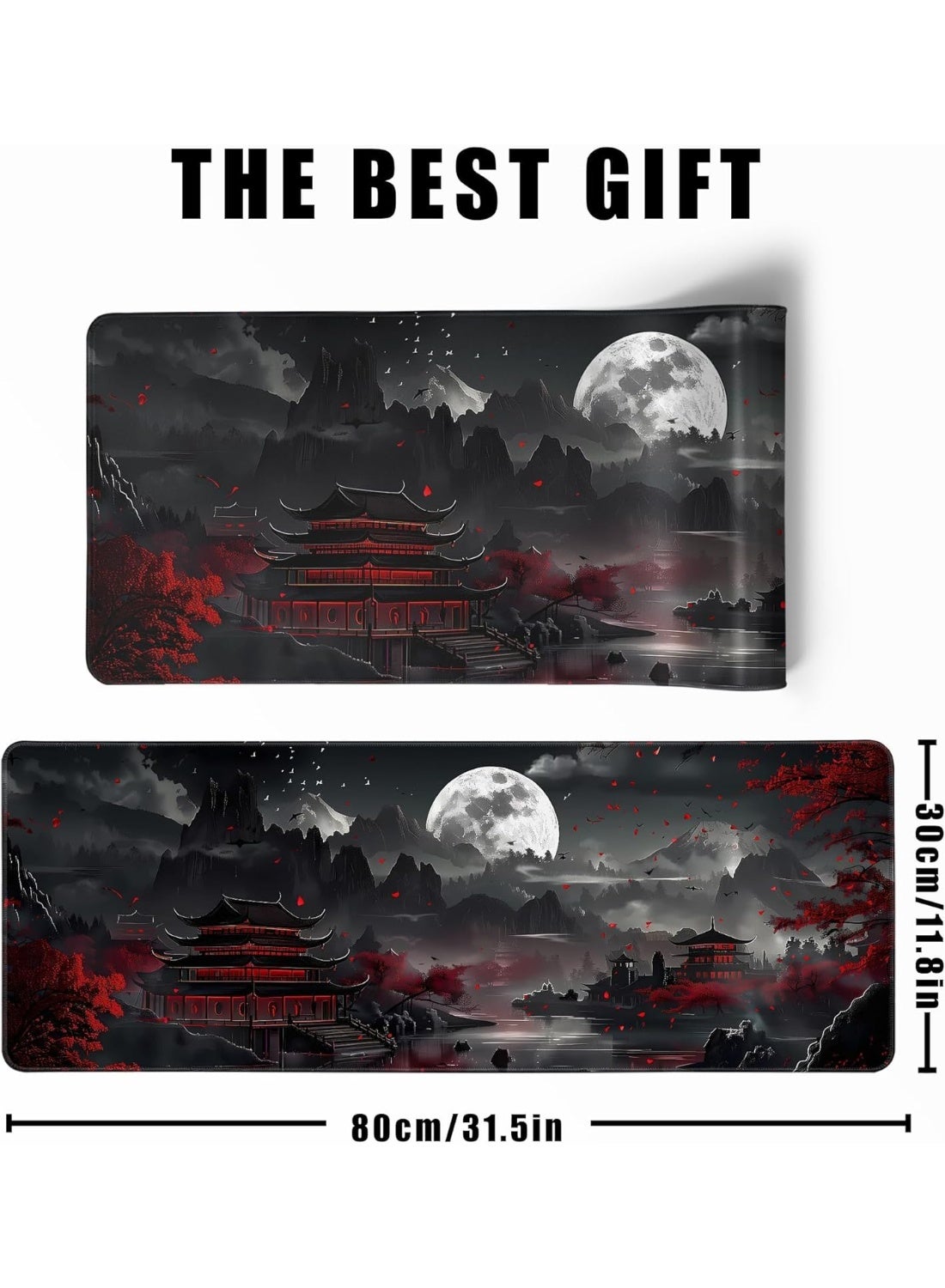 Japanese Desk Mat Riverside Full Moon Large Mouse Pad Gaming Mousepad Extended  Large Keyboard Mat Computer Laptop Mouse