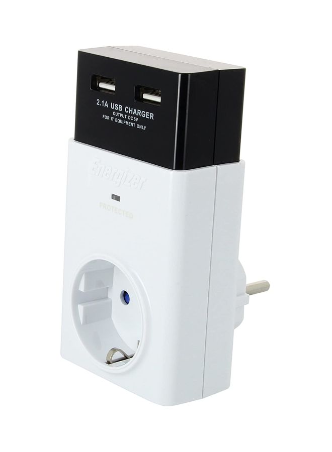 USB Wall Charger With Surge Protector White/Black