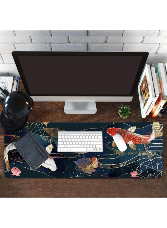 Gaming Mouse Pad koi Desk Pad, Extended Big Mouse Pad, 70 x 30 cm Large Computer Keyboard Mouse Mat Mousepad with 2mm No