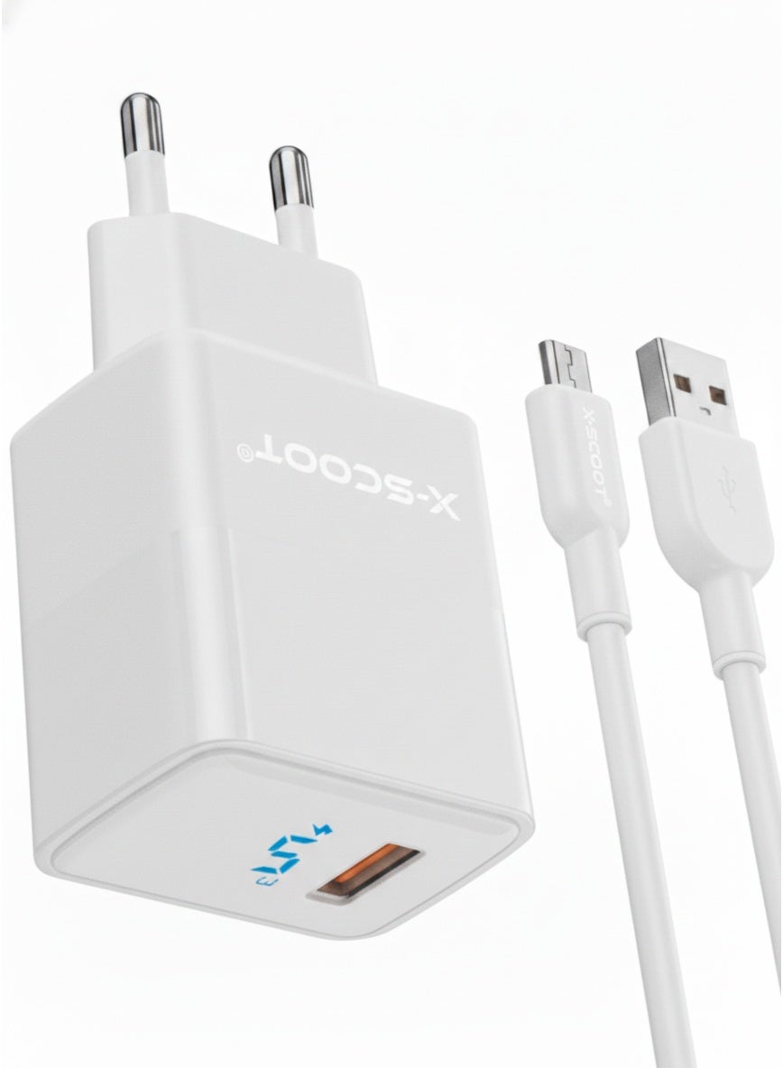 30W Fast Wall Charger with Micro USB Cable, Smart IQ Auto-ID Output, Heat-Resistant Safe Design, Universal Micro USB Com