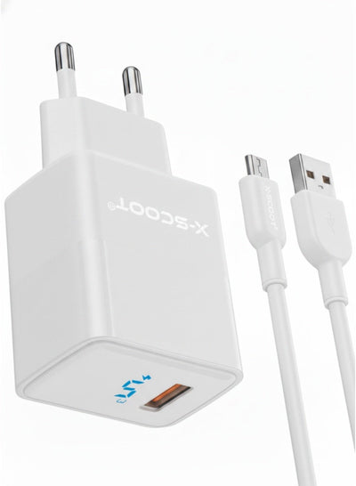 30W Fast Wall Charger with Micro USB Cable, Smart IQ Auto-ID Output, Heat-Resistant Safe Design, Universal Micro USB Com