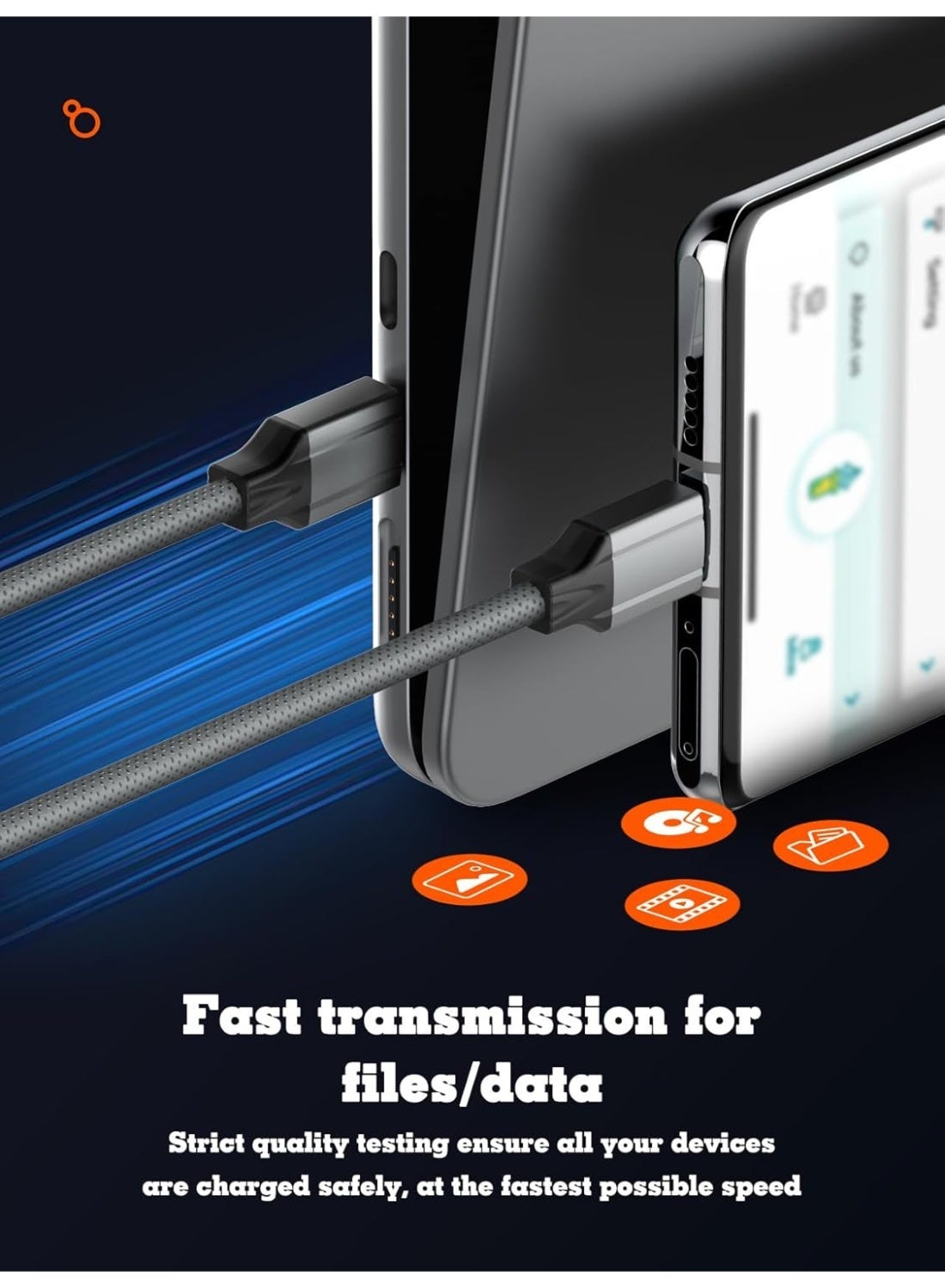 Type-C To Type-C Fast Charging Cable 2M With 100W Power Delivery High-Speed Data Transfer Durable Braided Design For Sma