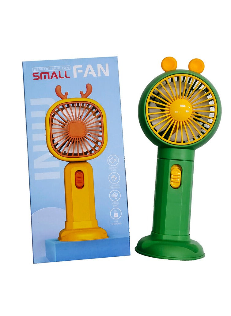 Rechargeable Mini Portable Fan , With Office Bedroom Mobile Phone Holder - Brown