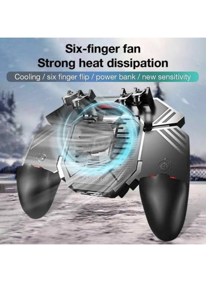 Mobile Gaming Controller With Cooling Fan, 6 Finger Trigger Design, Rechargeable 1200mAh Battery, Ergonomic Phone Gamepa