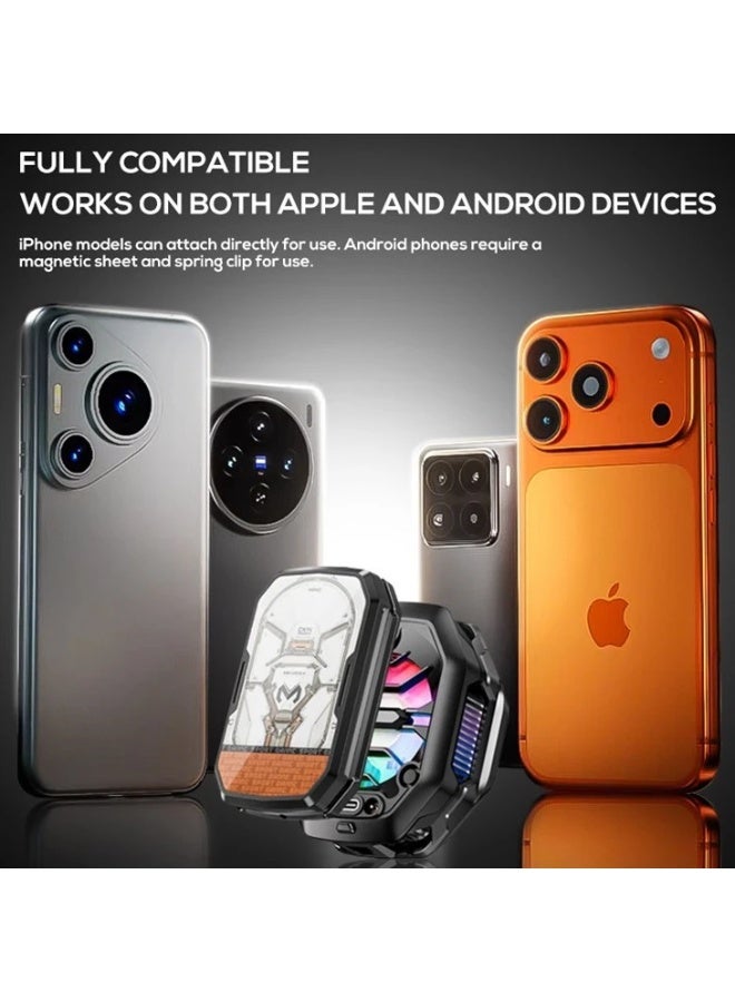 CX14 Magnetic Phone Cooler with Rechargeable Battery – Semiconductor Mobile Cooling Fan, 2-in-1 Magnetic & Clip-On Ice C
