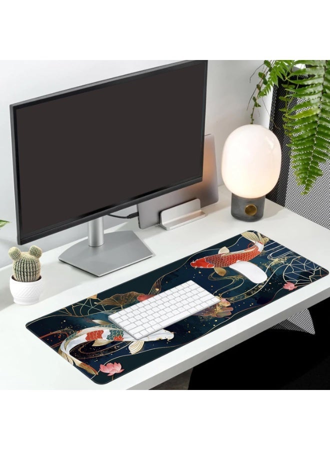 Gaming Mouse Pad koi Desk Pad, Extended Big Mouse Pad, 70 x 30 cm Large Computer Keyboard Mouse Mat Mousepad with 2mm No