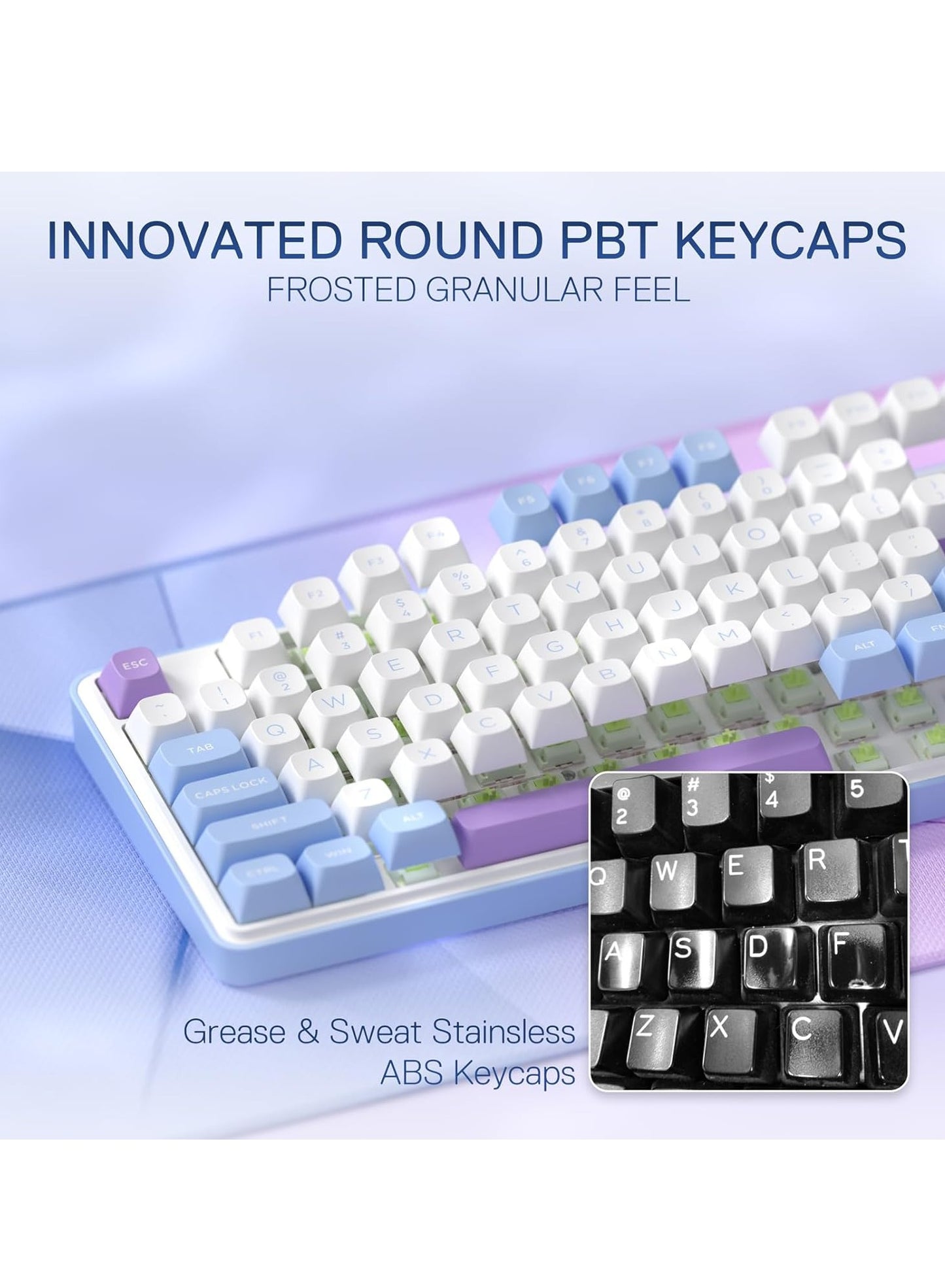 REDRAGON Gaming Keyboard K707 PRO - RGB with 80% Wireless Gasket, 3 Modes and 87 Keys, TKL Mechanical Keyboard with Hot Swap Socket, PBT Round Keycaps and Noise Damping