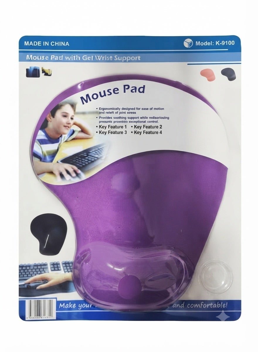 Mouse Pad With Rest Support Hand Pillow - Purple