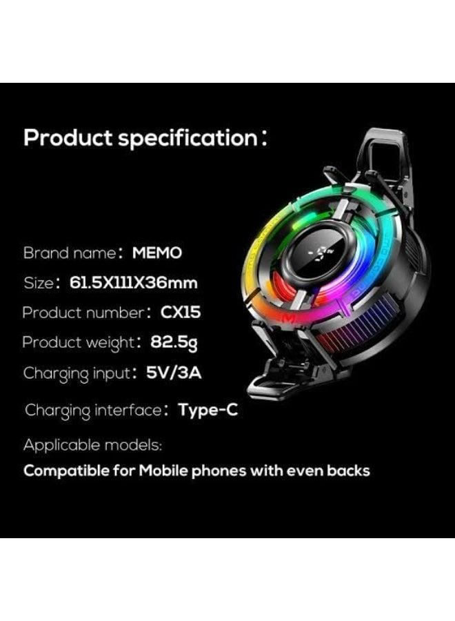 تصميم مبرد موبايل جيمنج Memo CX15 باللون أسود للجيمنج والمنزل (شكل 4)