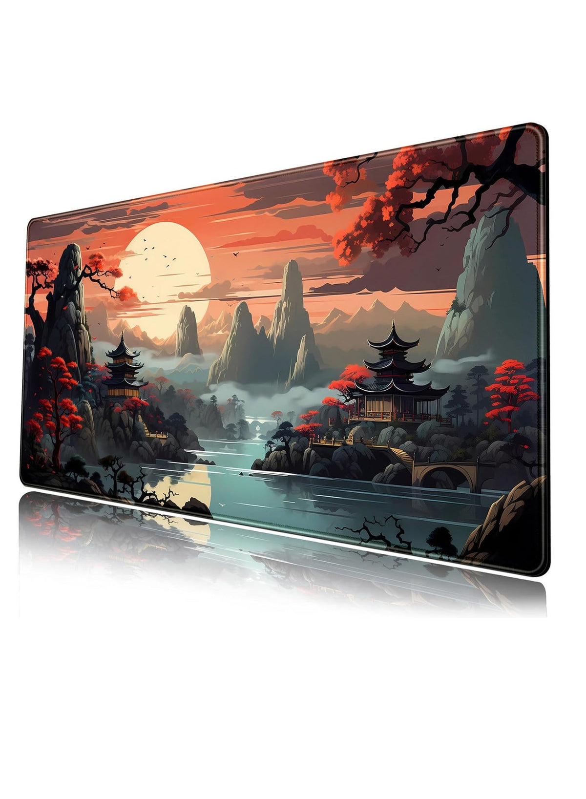 Japanese Sunset Desk Mat Large Mouse Pad Big Desk Pad Japan Extended Gaming Mousepad Large Computer Laptop Keyboard Mat 