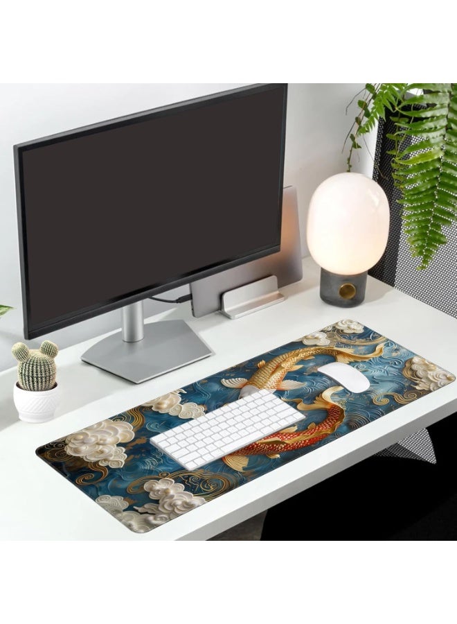 Long Gaming Mouse Pad Extended Anime Large Desk Pad with Non-Slip Base Full Keyboard Mat with Stitched Edges for Gaming 