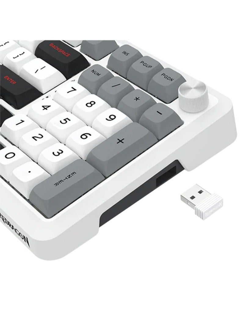 كيبورد جيمنج Redragon K688WGL-RGB-PRO ميكانيكال 98 مفتاح أبيض وأسود