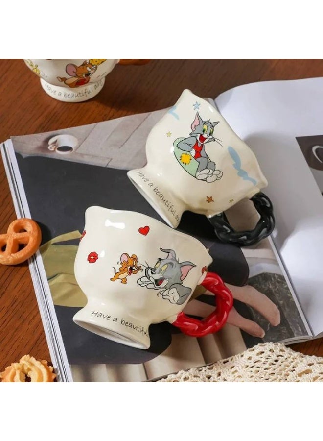 Ceramic Coffee Mug with Large Capacity, Cute Cartoon Character Design, Tea Cup for Hot & Cold Drinks, Milk Mug, Latte Mu