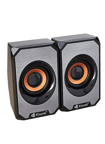 Kisonli Wired Multimedia Speaker for PC and Laptop – 3W / 2.0 Channel | Grey KS-04