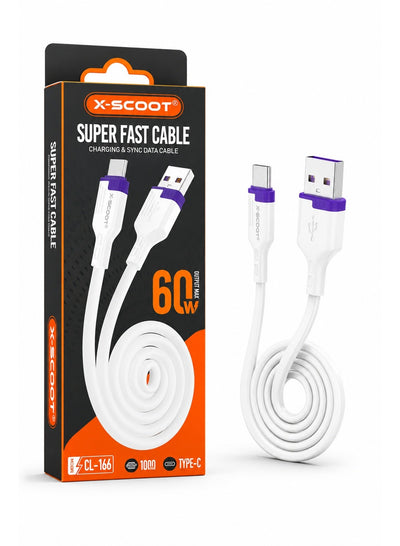 CL-166 60W USB-A to USB-C Fast Charging & Data Cable, 1M High-Speed Sync Cord, Durable Pure Copper Core, Reinforced Conn