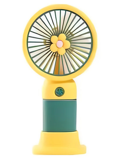 Portable Mini Fan USB Rechargeable Cute 1.5W Small Electric Fan For School ( Green Yellow )