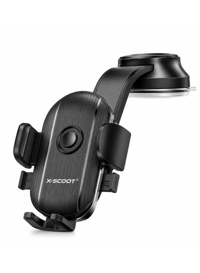 XS-805 Suction Cup Car Phone Holder with Deformable Long Arm, 180° Rotation, One-Click Lock & One-Hand Operation, Alumin