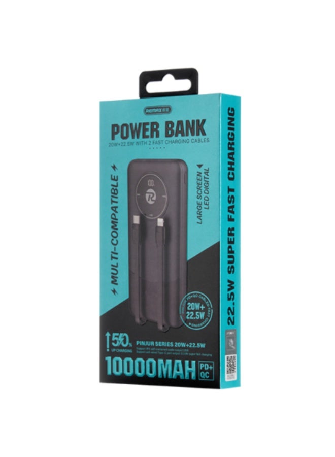 RPP-37 10000mAh Power Bank 20W + 22.5W with Dual Built-in Fast Charging Cables (Type-C & Lightning), Bi-Directional PD3.