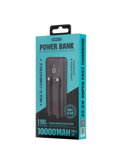 RPP-37 10000mAh Power Bank 20W + 22.5W with Dual Built-in Fast Charging Cables (Type-C & Lightning), Bi-Directional PD3.