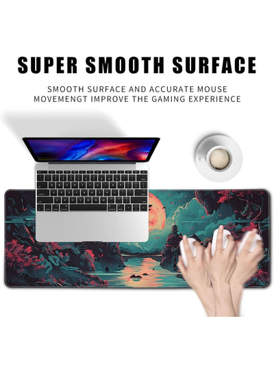 Japanese Desk Mat Riverside Full Moon Desk Pad Psychedelic Mlarge , Mouse Pad Dragonfly Gaming Mousepad Extended Large K
