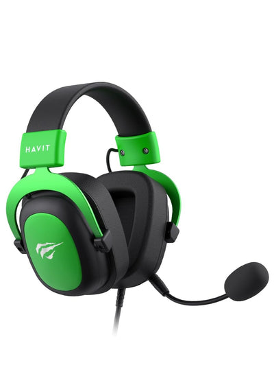 havit Gaming Headphone (RGB) , Model H2002D Green, 50MM Dynamic unit, Surround Sound Wired (3.5mm audio +1.7 USB) , Headphone With Noise Cancelling Microphone & In-Line Volume Control