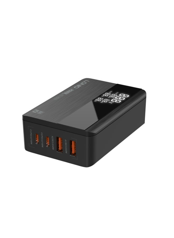 A4809C GaN Super Fast Desktop Charger 100W with 4 Ports (2×USB-C + 2×USB-A), PD3.0 & QC4.0 Fast Charging, LED Power Disp