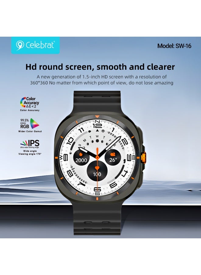 SW-16 Smart Watch with 3D HD Display, Bluetooth Calling, 3 Interchangeable Watch Bands, Heart Rate & Sleep Monitor, Mult