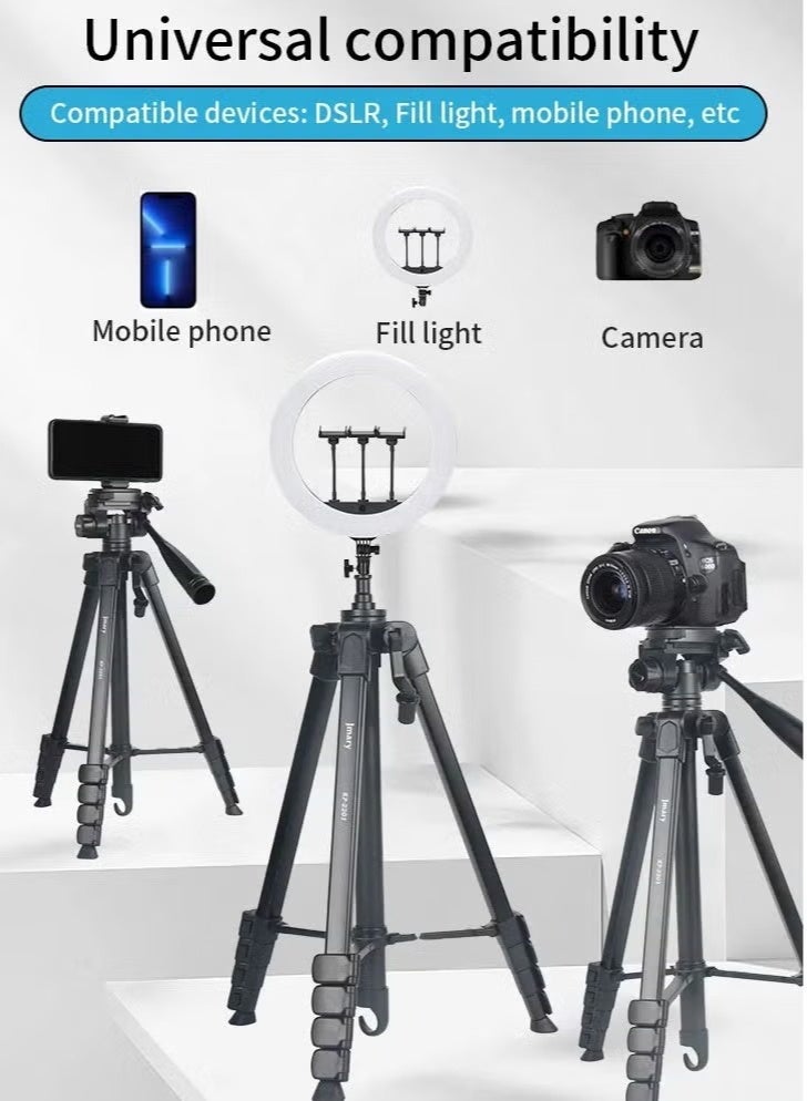 Adjustable Tripod Stand KP-2201 with 360° Rotating Head, Extendable Height, Universal Clamp for Camera, Mobile & Ring Li
