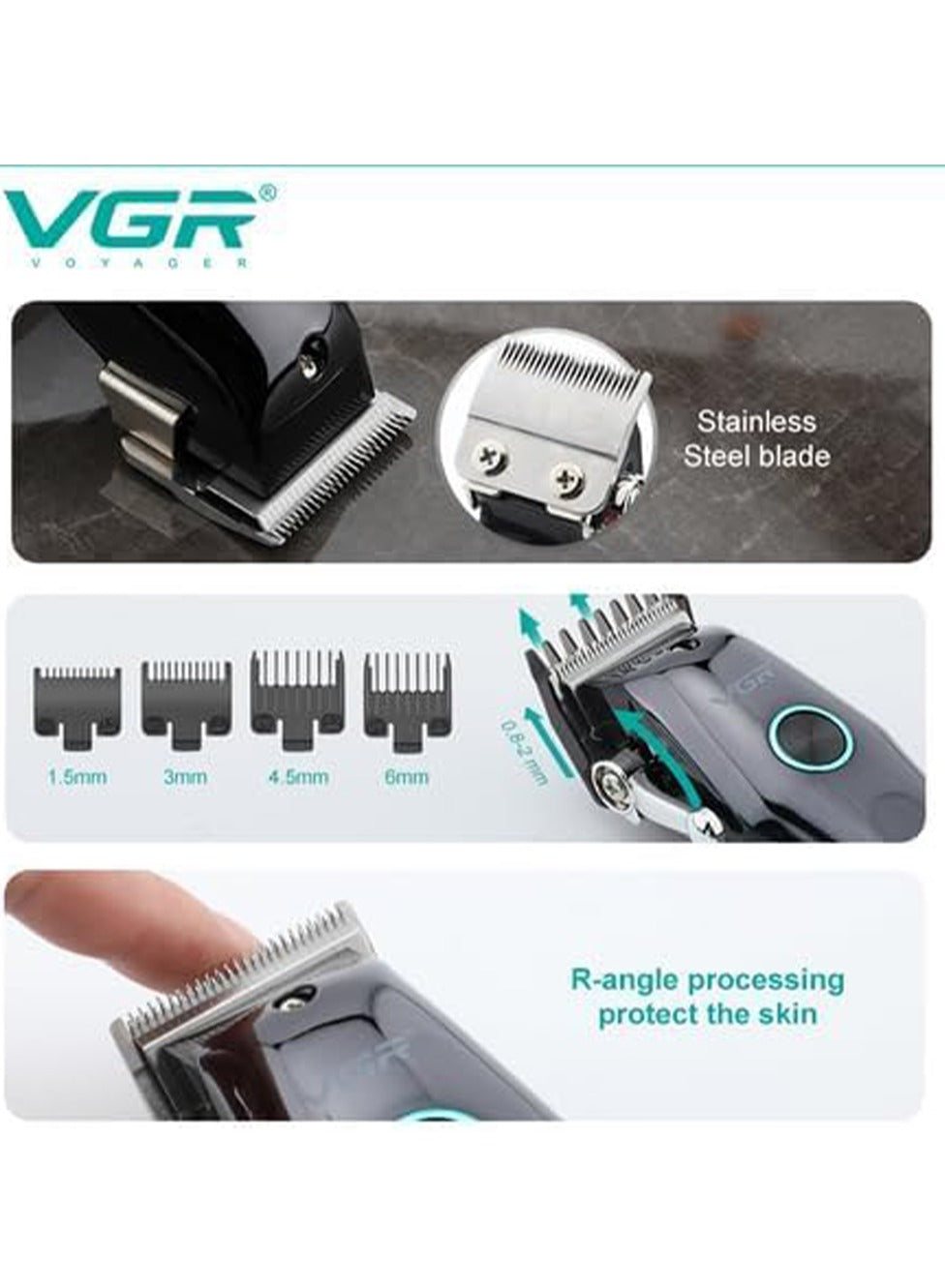 VGR Rechargeable Cordless Shaver V-969 It operates for 180 minutes after a full charge and features stainless steel blades