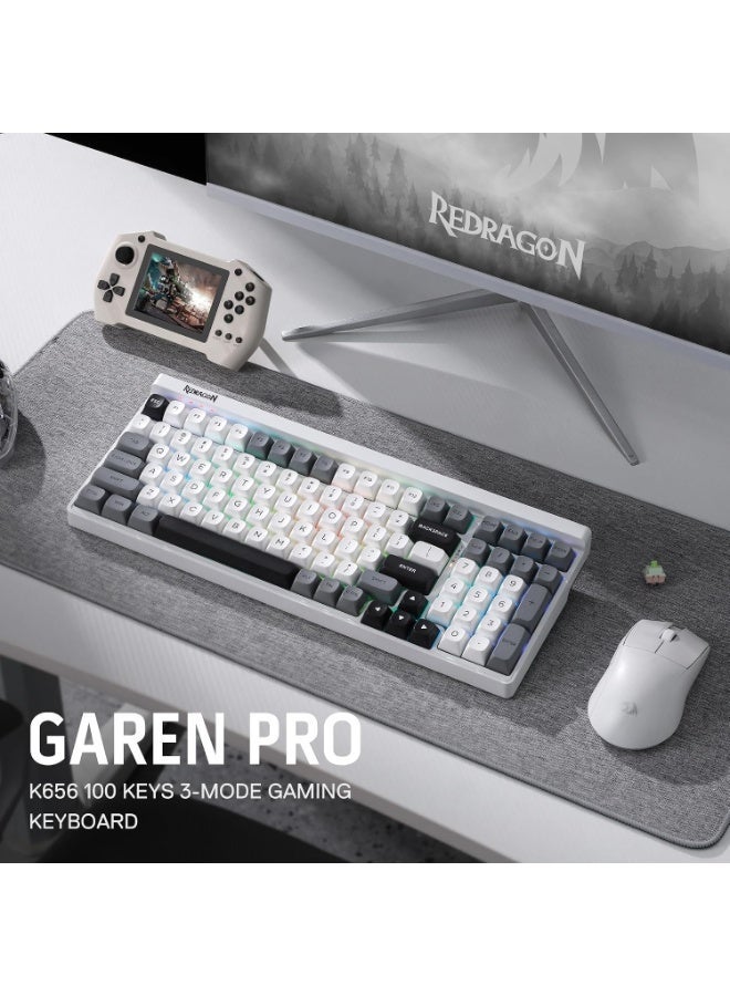 K656 Pro 3-Mood Mechanical Gaming Keyboard – Triple-Mode Connectivity (Bluetooth 3.0/5.0, 2.4GHz & USB-C Wired), 100-Key