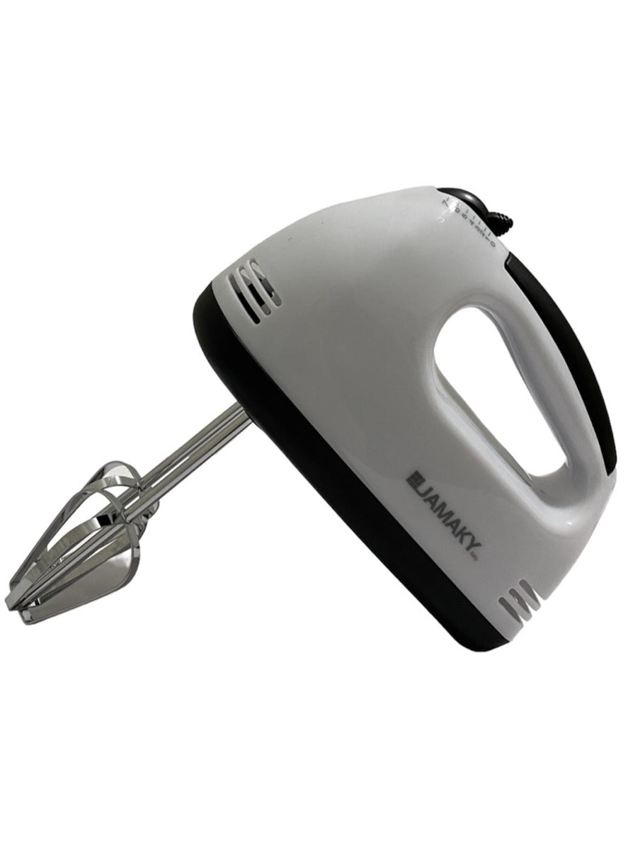 JAMAKY Italy 300W Italian Technology Hand Mixer - JMK6003 - 220-240V ~ 50/60Hz 300W 7-Speed Control More Through Mixing and Heavy Duty Mixing Performance, White