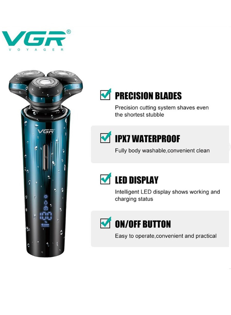 VGR V-311 Professional Beard Shaver electric hair shavers Waterproof Electric Shaver Cordless Hair Remover Rechargeable, Hair Wet and dry use, LED display, |USB charging function