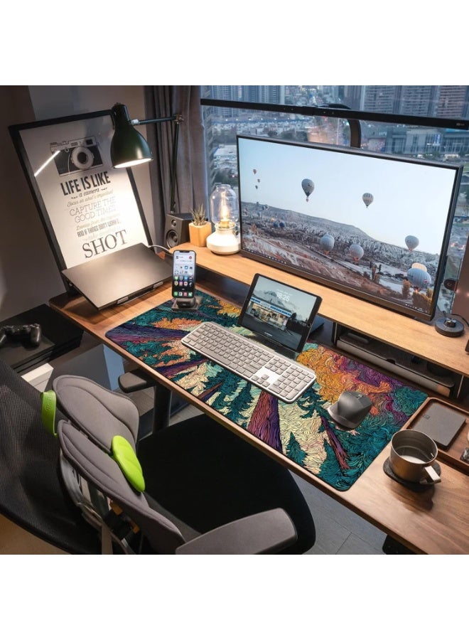 Starry Forest 2 Mouse Pad Extended Gaming Mouse Pad with Stitched Edges 70×30cm XL Desk Mat for Gaming, Office, Keyboard