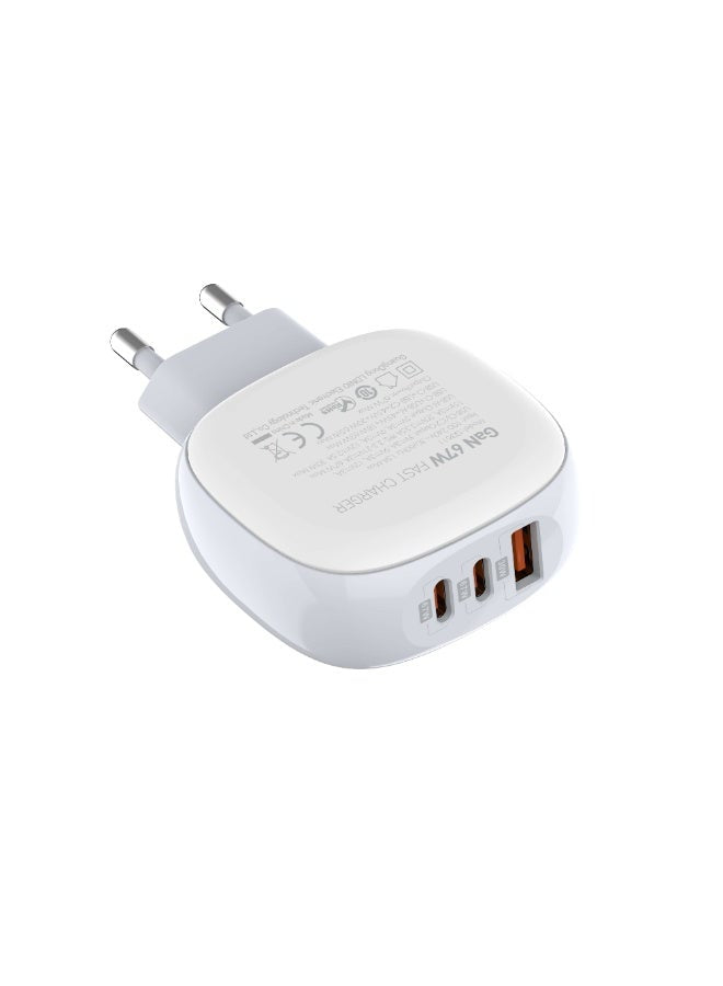 Q3611 Super Fast Charger 67W with 3 Ports (PD + QC 3.0), High Power Output for Smartphones, Tablets & Laptops, Rotatable
