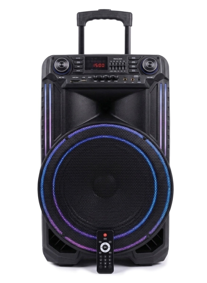 AH-15000 Portable 15 Inch Battery Powered Party Speaker with Disco LED Lights and Remote Control High Power Wireless Aud