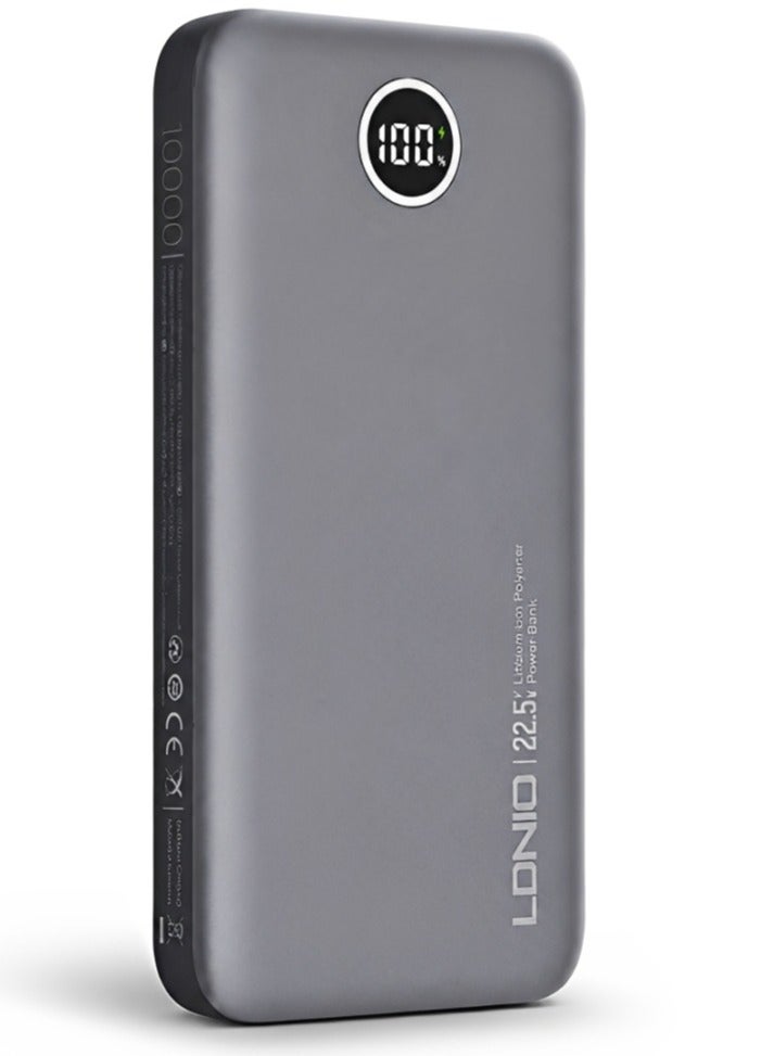 PQ10 10000mAh Fast Charging Power Bank with 22.5W USB Output, 18W USB-C Input, Dual USB Ports, LED Digital Display, Ultr