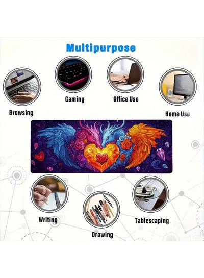 Colorful Dragon Gaming Mouse Pad Colorful Cartoon Angel Demon Heart Mousepad Large Gaming Mouse Pad Laptop Keyboard Mat 