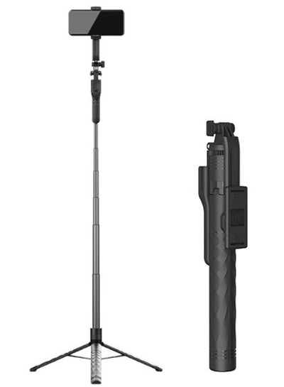 2 in 1 Selfie Stick & Tripod Stand KT-239 with Bluetooth Remote, Extendable 1.75m, 360° Rotating Handle, Stable Triangul