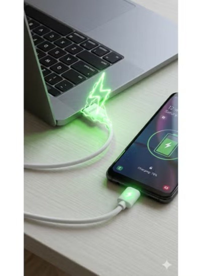 5A USB to Lightning Cable, 1m, supports fast charging and data transfer. Premium copper core, durable tangle-resistant d