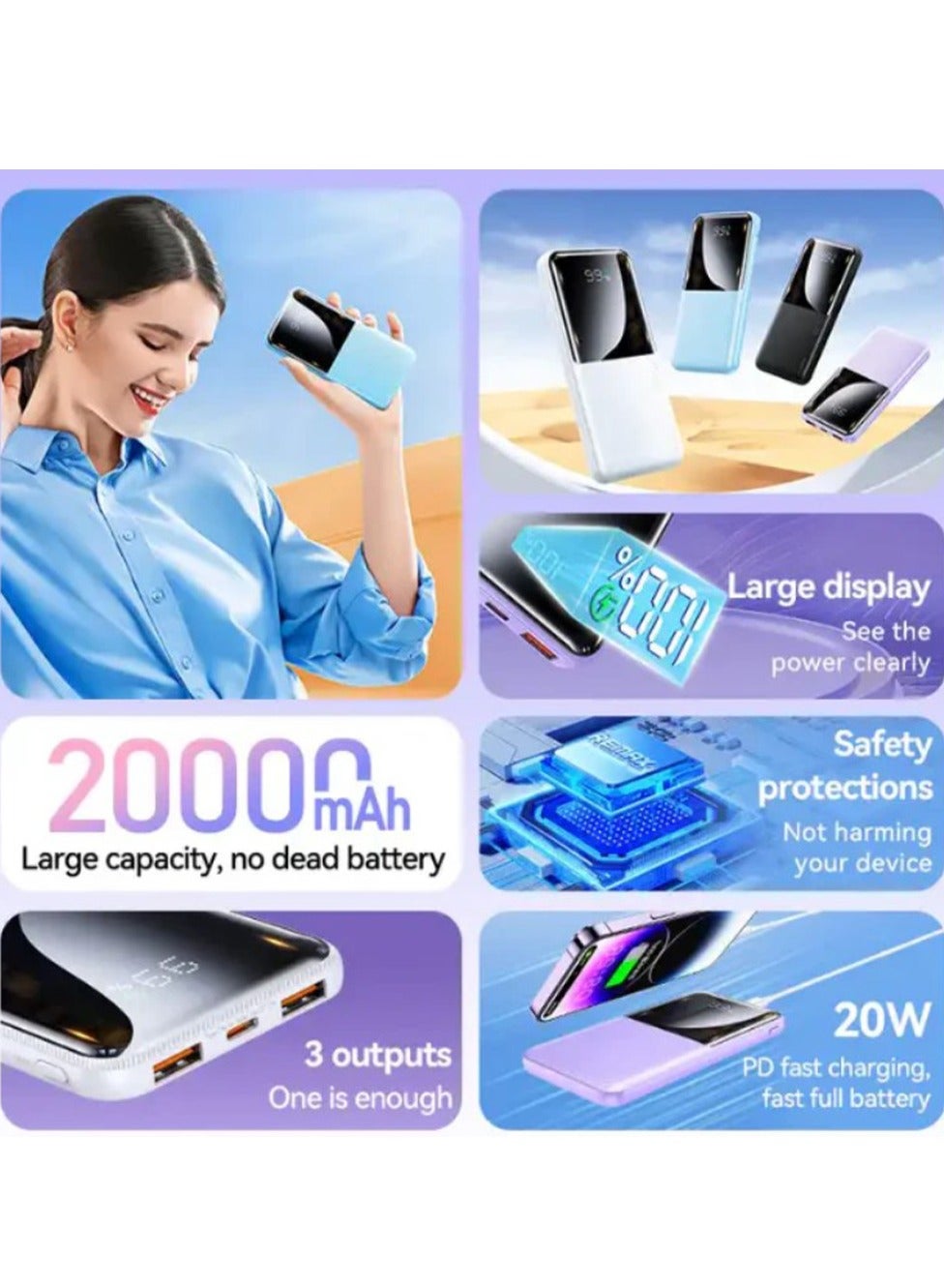 Fast Charging Power Bank for Mobile, Model RPP-622 , Calle 10000mAh , PD+QC (PD 20W+QC 22.5W)