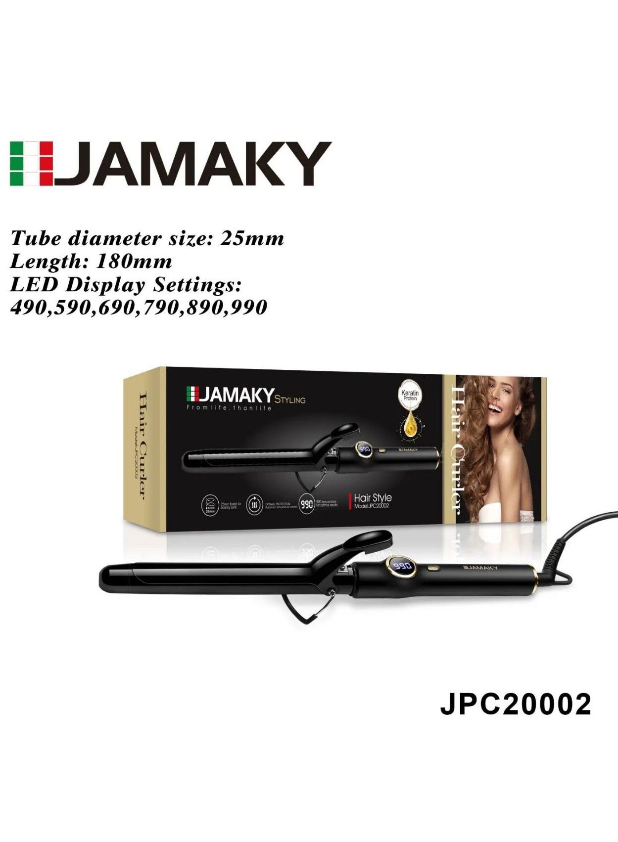 JAMAKY Italy Professional hair Curler dedicated to applying keratin and protein - JPC20002