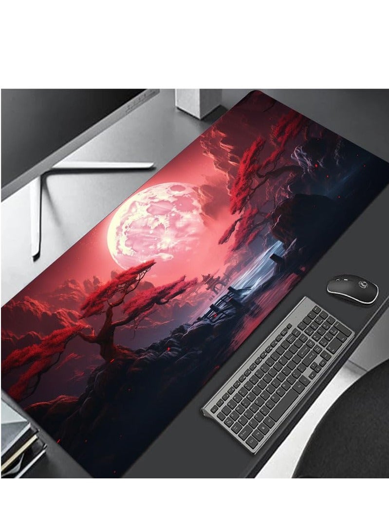 Landscape Red Moon Map Large Mouse Pad Computer Keyboard Pad Mouse Mat Desk Mats Anti-Slip Office Mouse Pad Desk Accesso