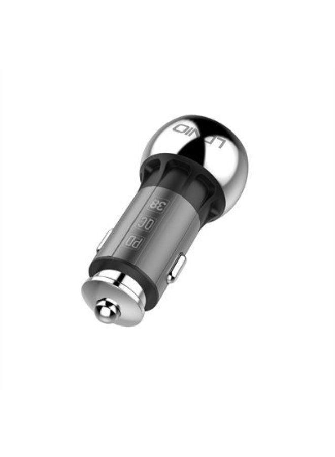 C1 36W Super Fast Car Charger with Lightning Cable, USB-C PD & QC4+ Dual Port Car Charger, Zinc Alloy Fast Charging Car 