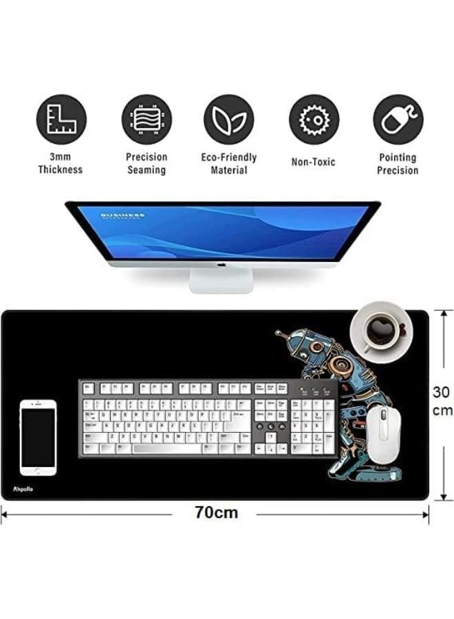 ROBOT Gaming Mouse Pad, Large Extended Keyboard and Mouse Mat for PC, Non Slip Desk Mat | 700× 300×3 mm